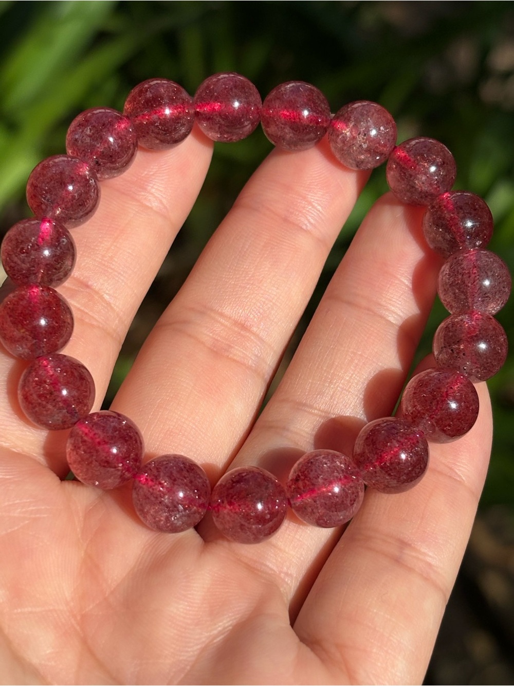 10mm Red Strawberry Quartz Stretch Bracelet 2694